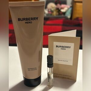 Burberry Hero shower gel 75ml/2.5 fl oz sealed & sample spray edt 1.5 ml